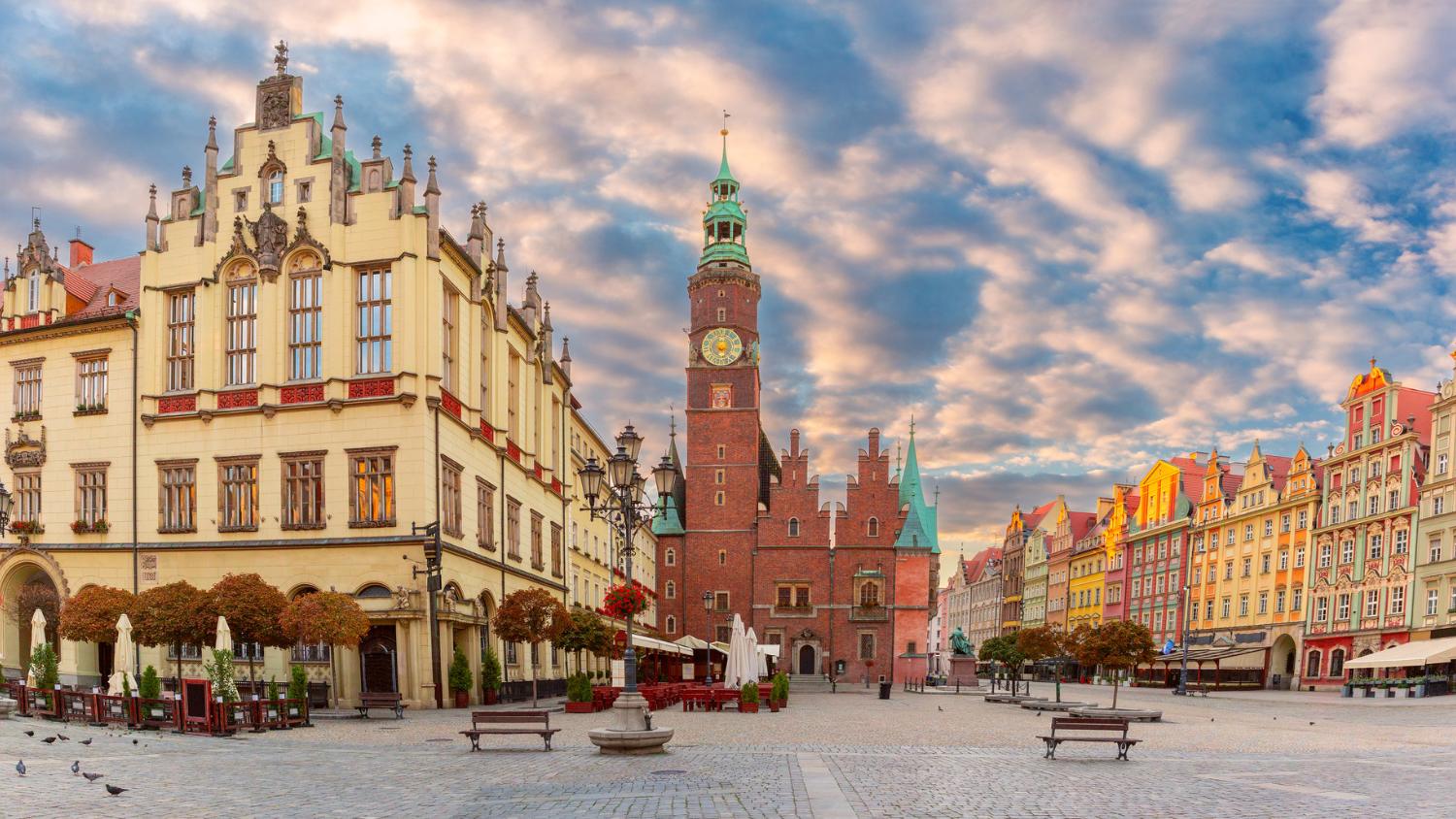 Krakauer Altstadtmarkt mit Blick auf die Marienkirche
